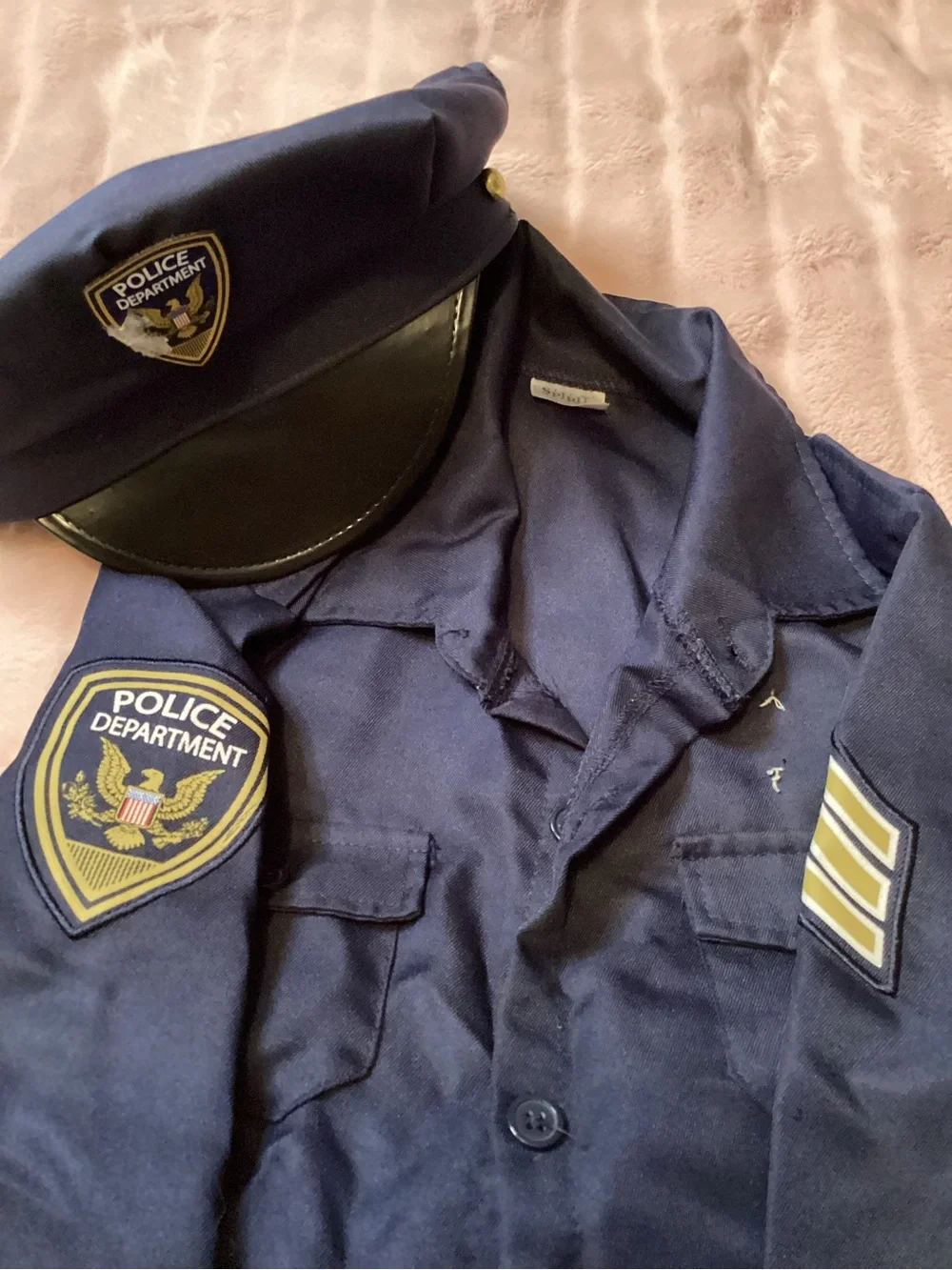 Kids Navy Blue Police Cop Halloween Costume Pants with Yellow Stripe kids Lrg